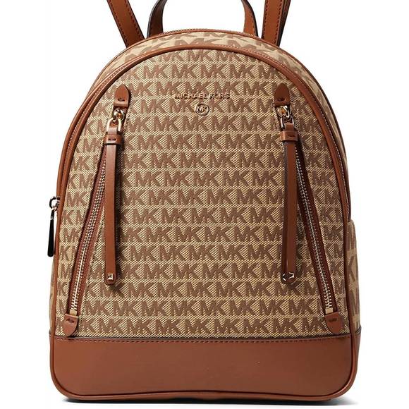 NEW MICHAEL KORS women's brooklyn medium backpack in beige/ebony - Picture 1 of 3
